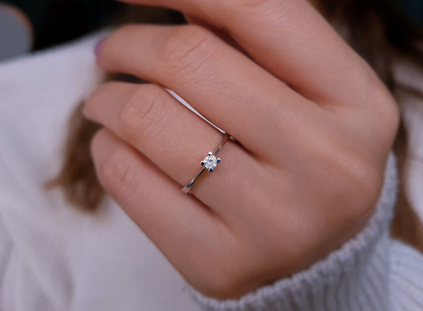 Boucles d'oreilles diamant solitaire 0,09 carat