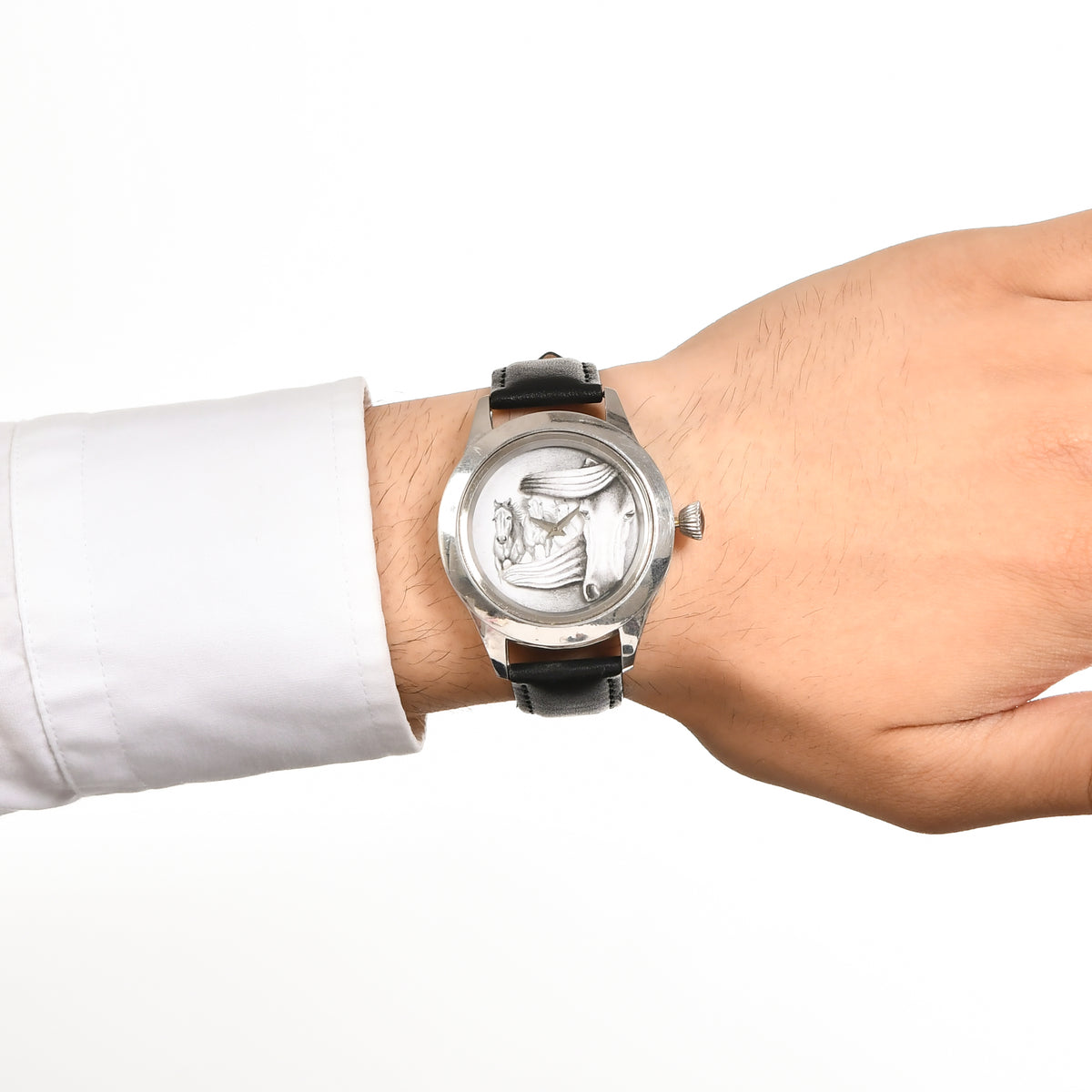 Montre Chevaux Noirs et Blancs