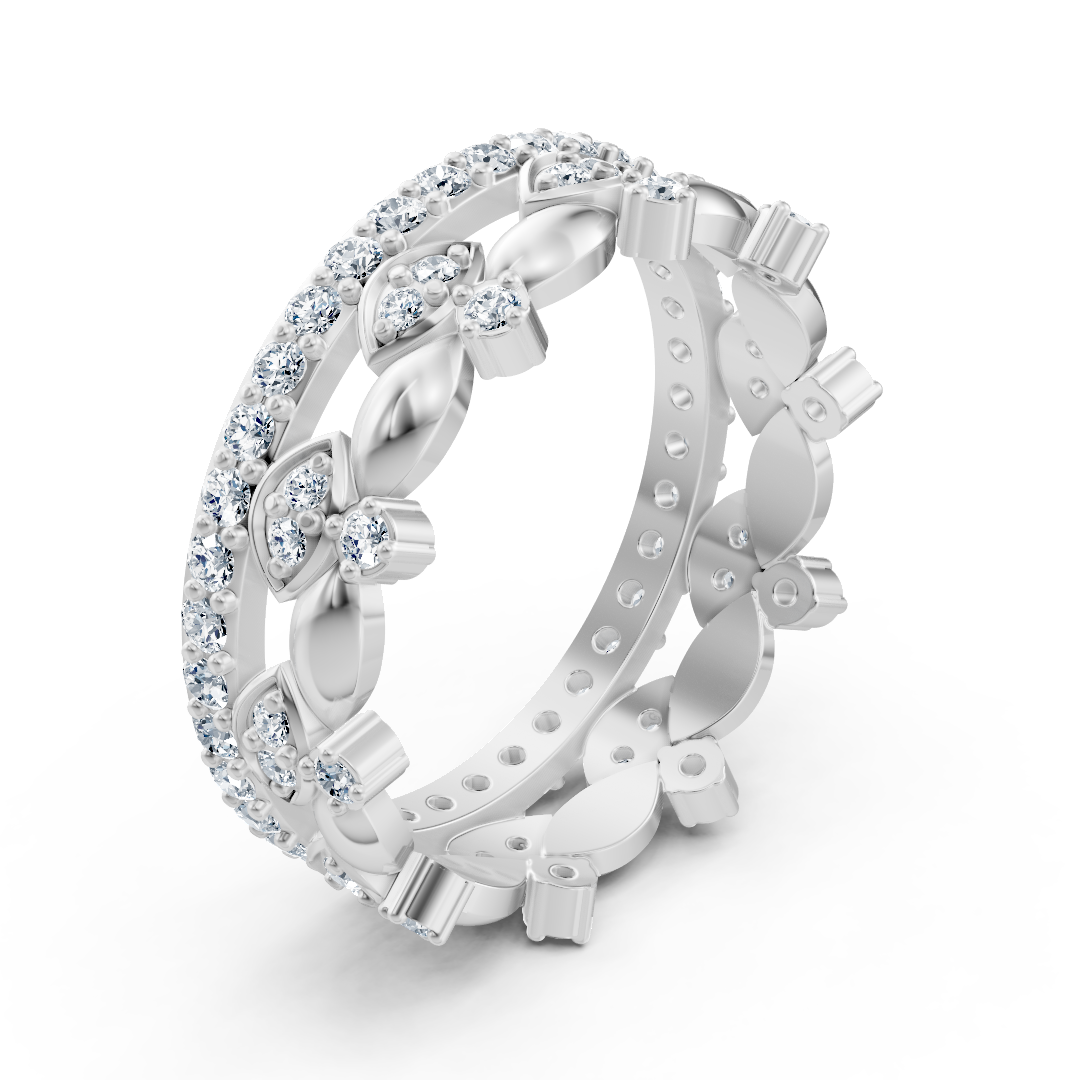 14 Karat Weißgold Diamant Ewigkeitsring - Funkelnder Memoire Ring für Damen