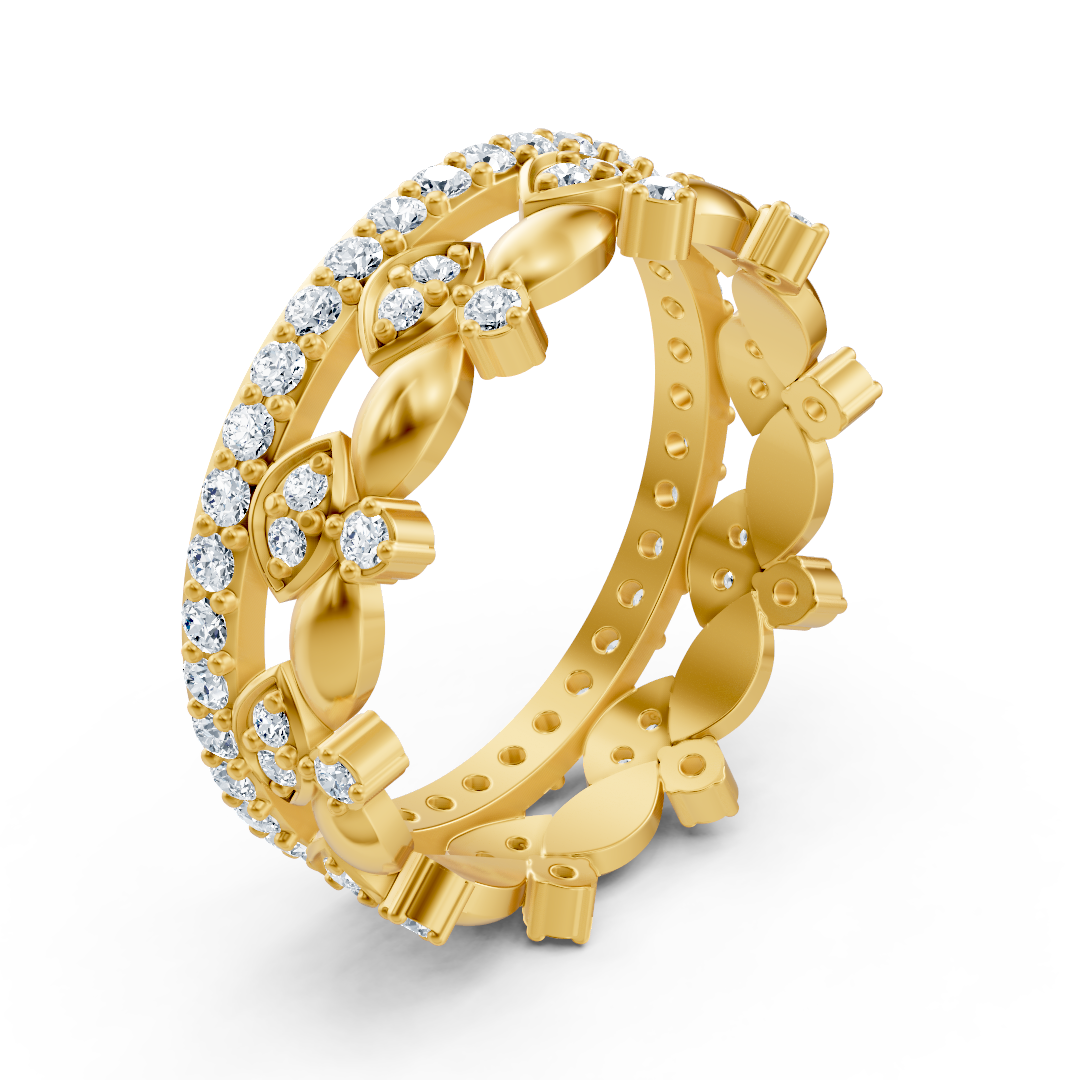 14 Carat Yellow Gold Diamond Eternity Ring - Sparkling Memoire Ring for Women