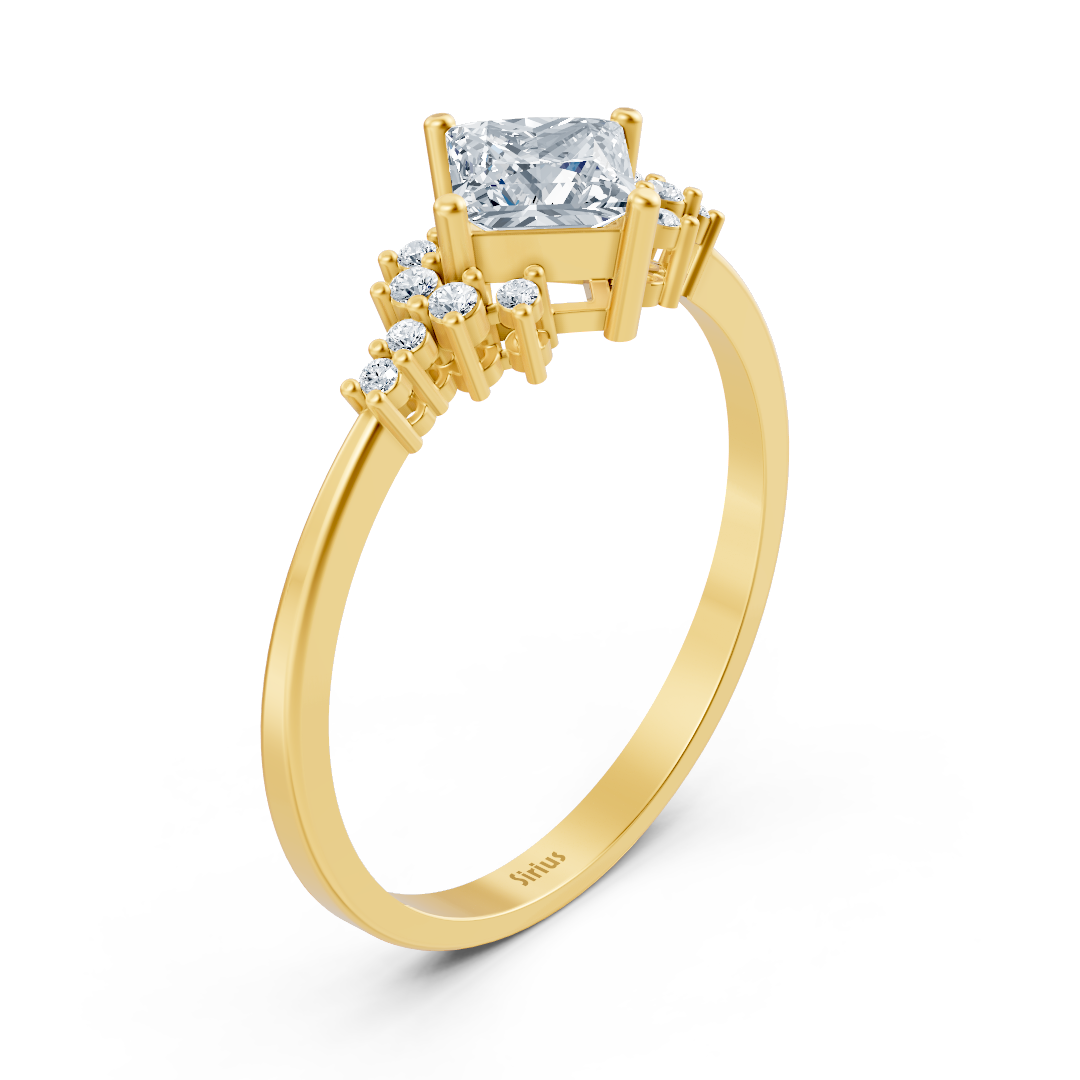 Birgie diamond and sapphire ring in yellow gold