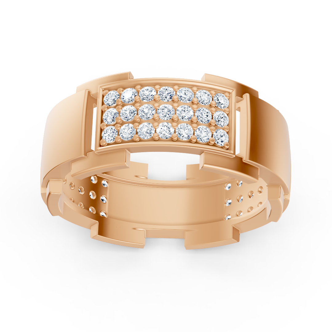 14 Karat Rose Gold Design Wedding Ring with Diamonds - Diamond