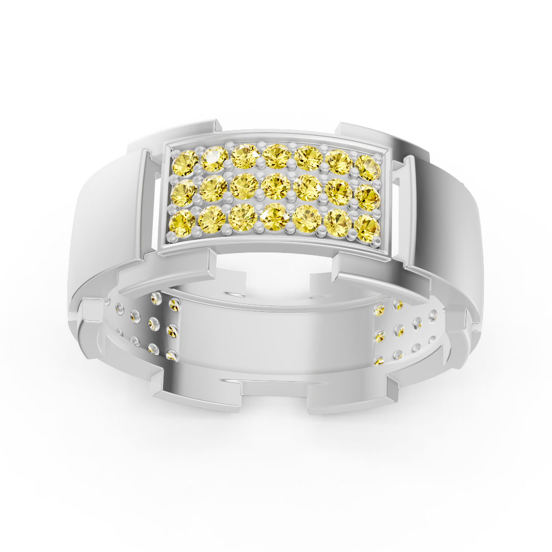 Alliance design en or 14 carats avec diamants