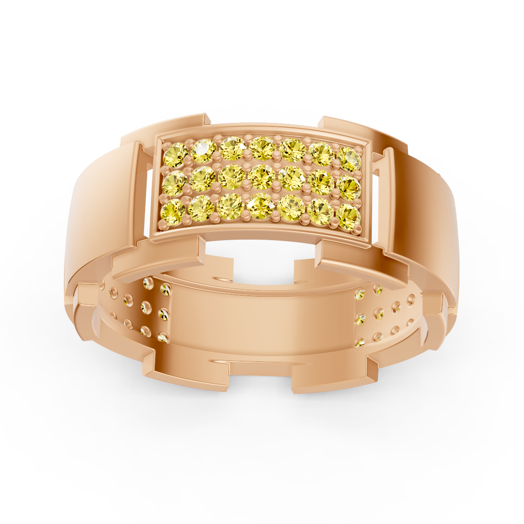 Alliance design en or 14 carats avec diamants
