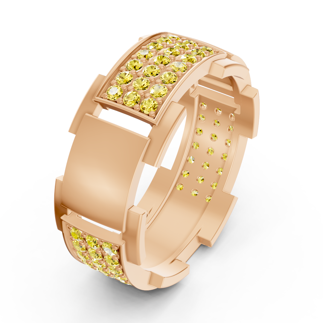 Alliance design en or 14 carats avec diamants