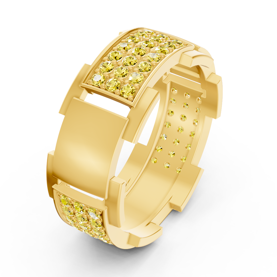 Alliance design en or 14 carats avec diamants