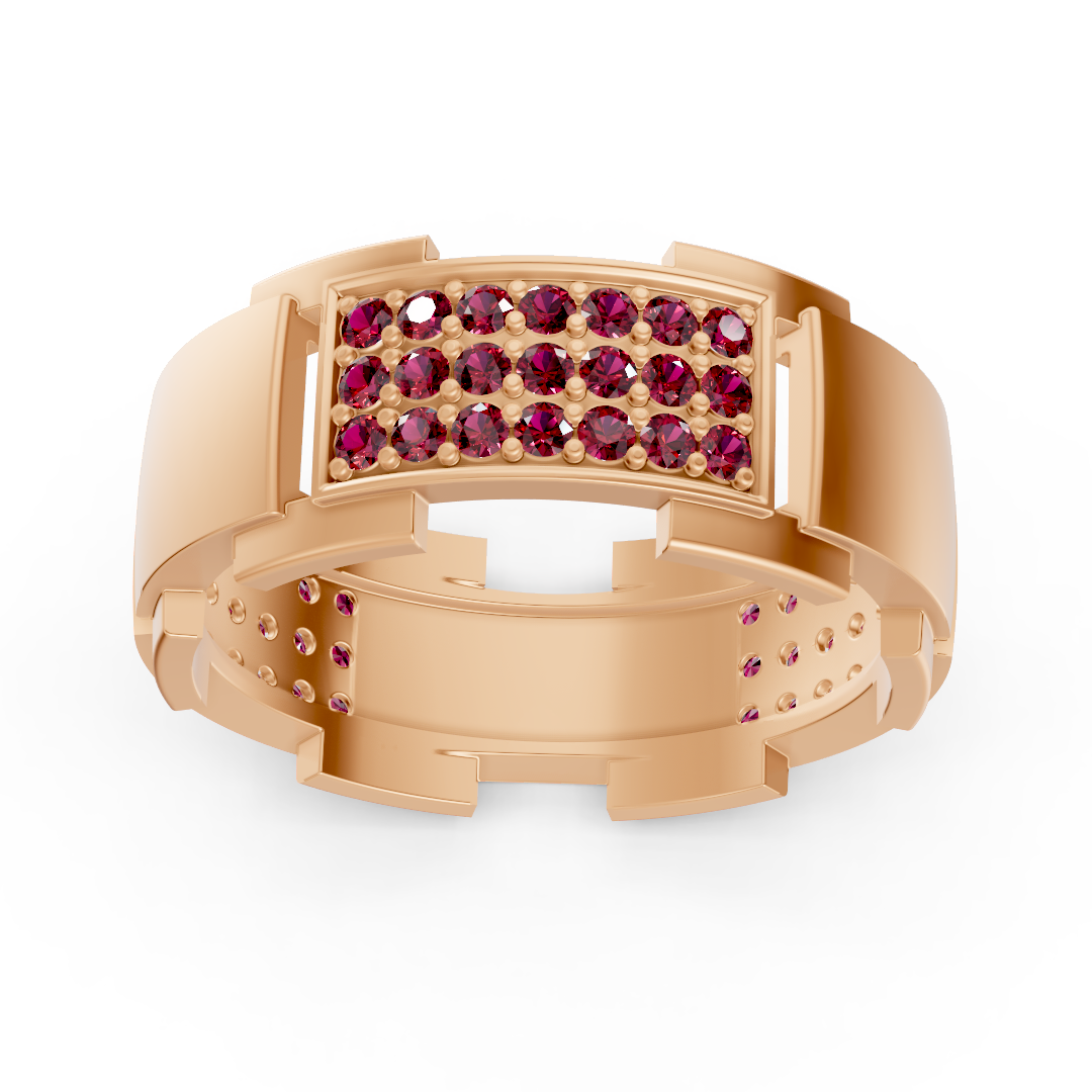 14 carat rose gold design wedding ring with diamonds - Ruby