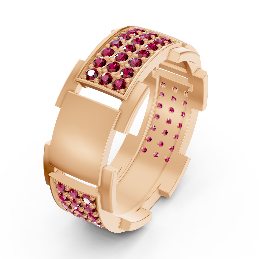 14 carat rose gold design wedding ring with diamonds - Ruby