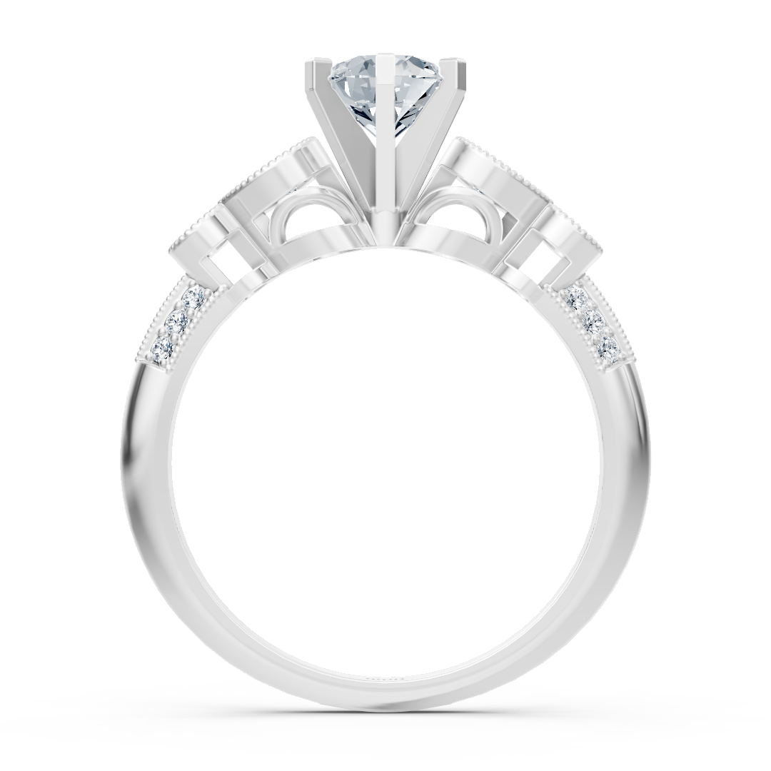 1.01ct Rund Diamant Vintage Verlobungsring in Weißgold