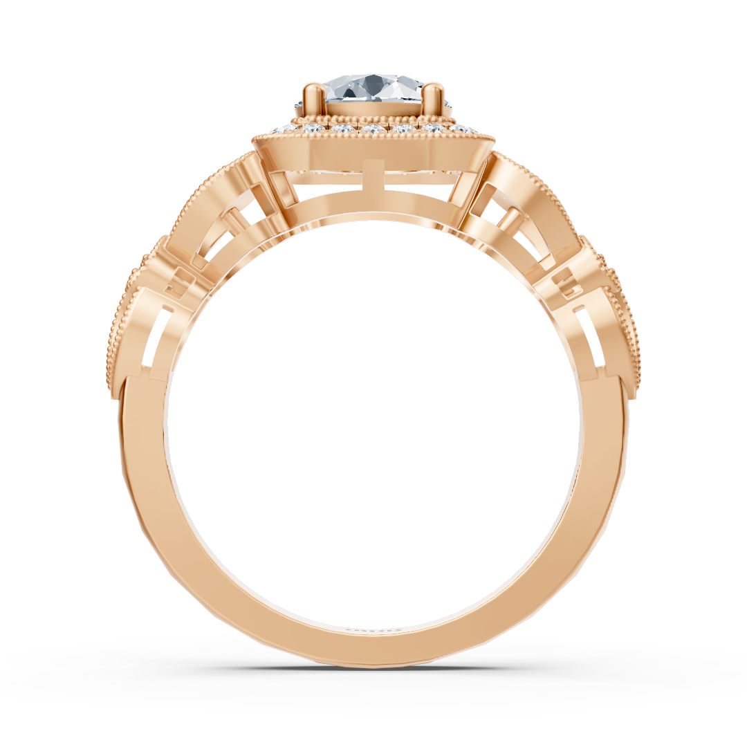 Vintage Romance 14k rose gold diamond ring