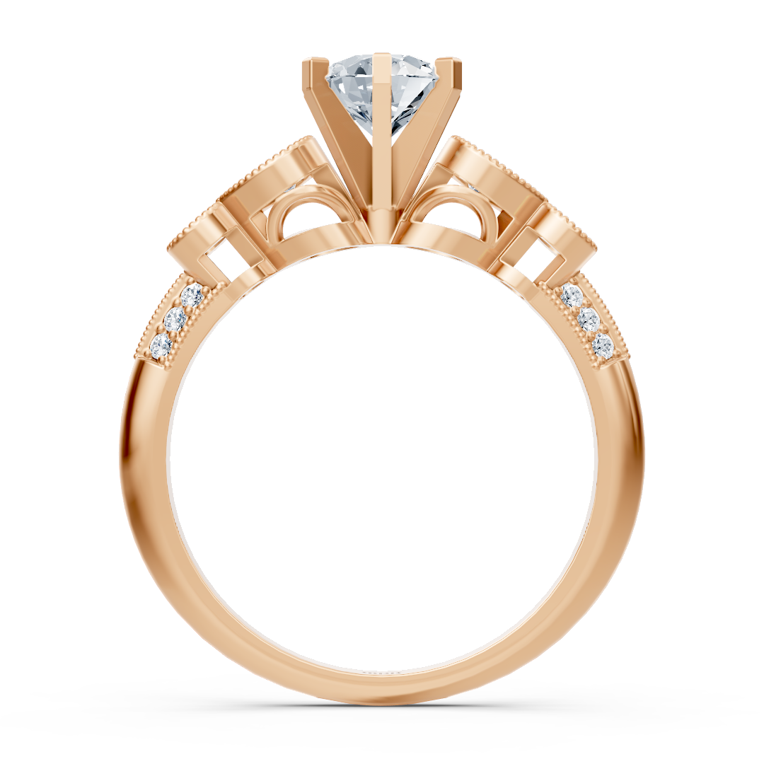 1.01ct Round Diamond Vintage Engagement Ring in Rose Gold