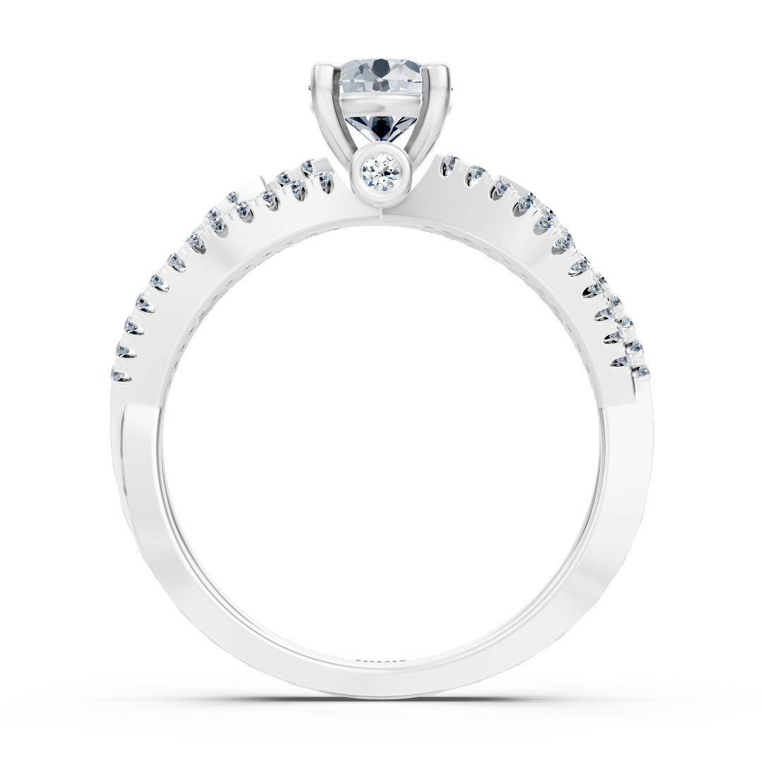 Weißgold Diamant Verlobungsring "Offene Schiene"