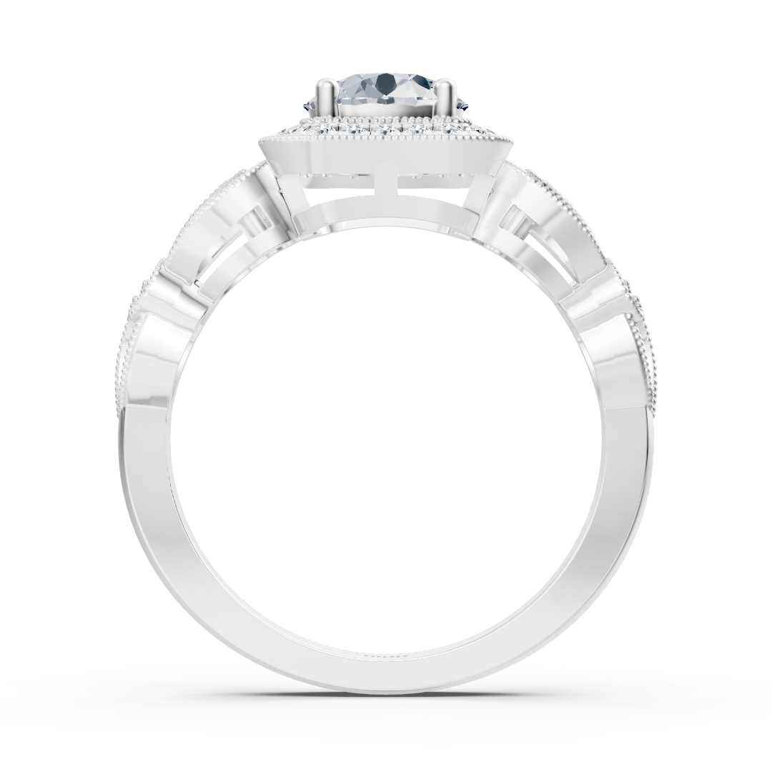 Vintage Elegance 14 Karat Weissgold Weisstopas Diamantring