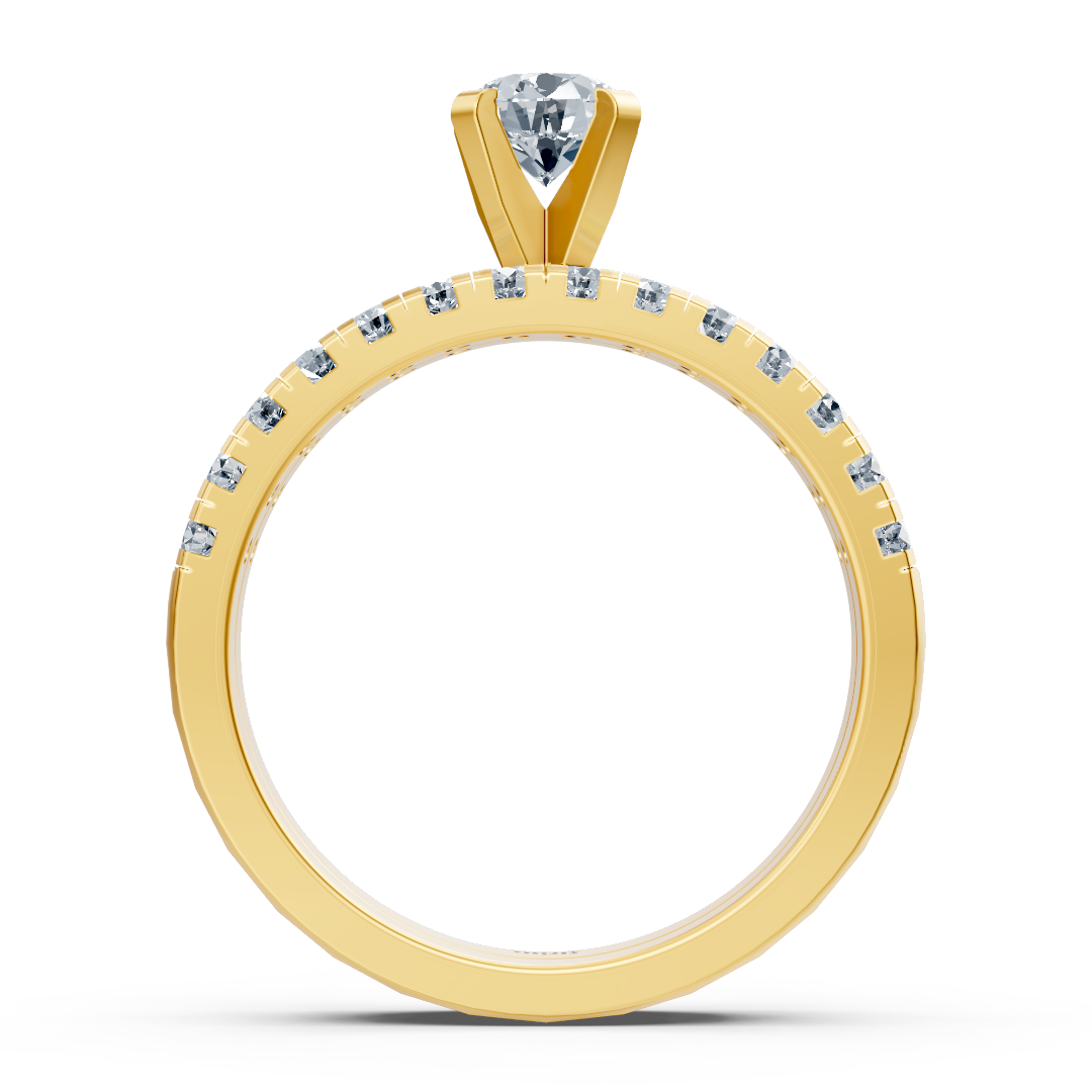 Yellow gold diamond stacking ring with side ring