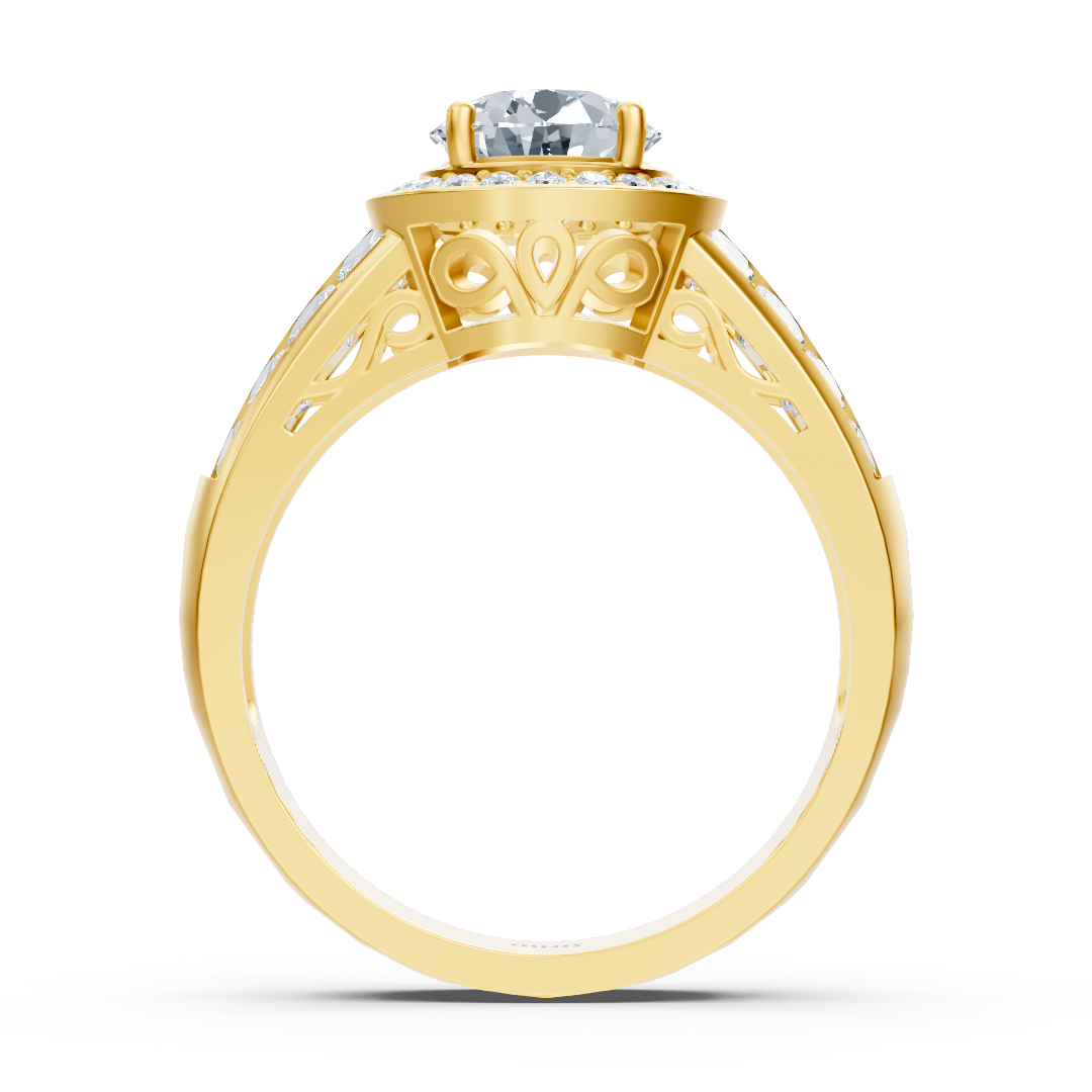 14k yellow gold solitaire diamond engagement ring with accent stones