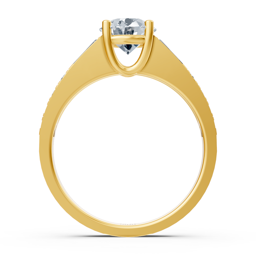 Yellow gold diamond ring with accent diamonds - 1.62ct total weight