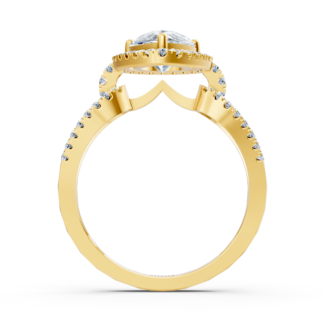 Bague Majestic Pear en or jaune 14 carats avec diamants marquise