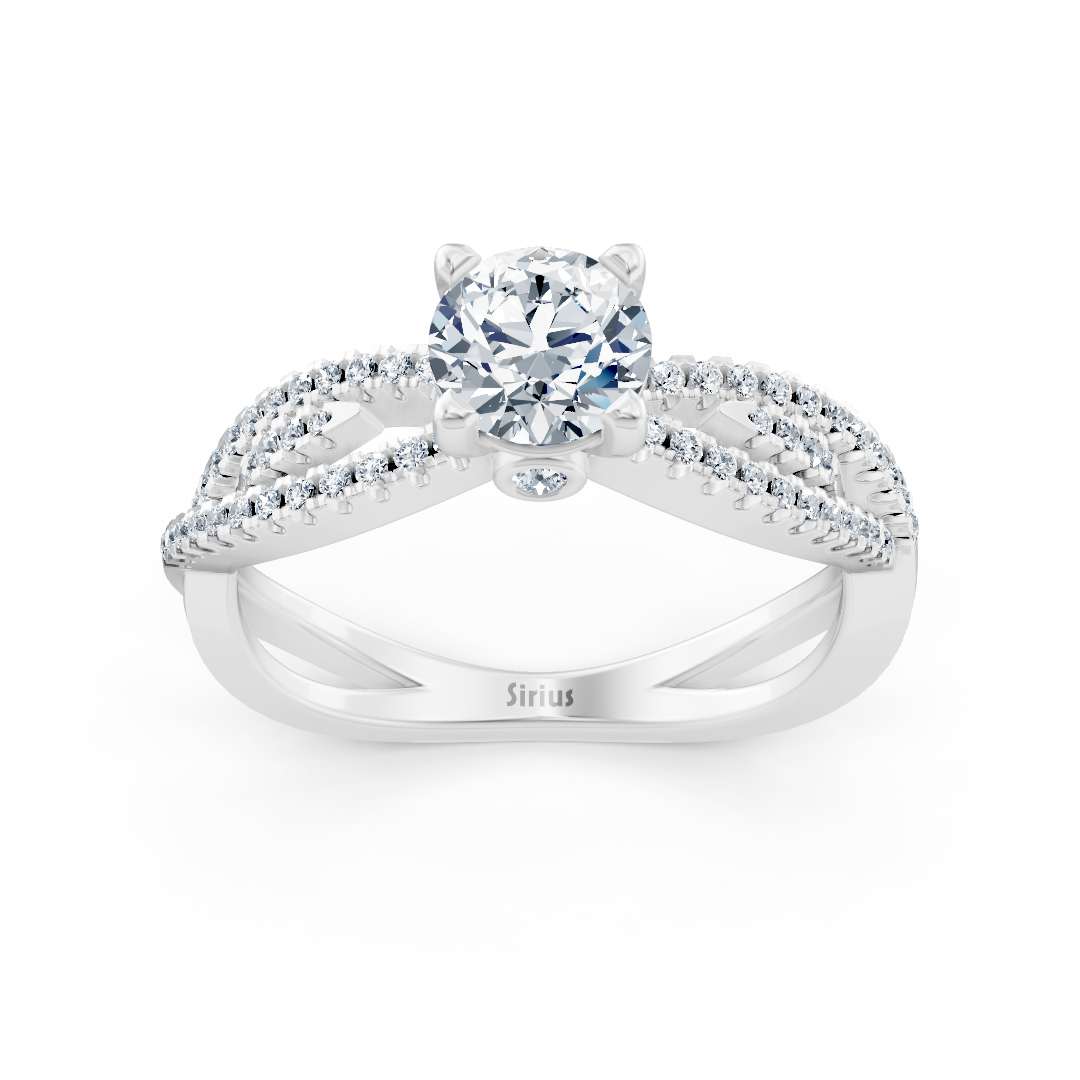 Weißgold Diamant Verlobungsring "Offene Schiene"