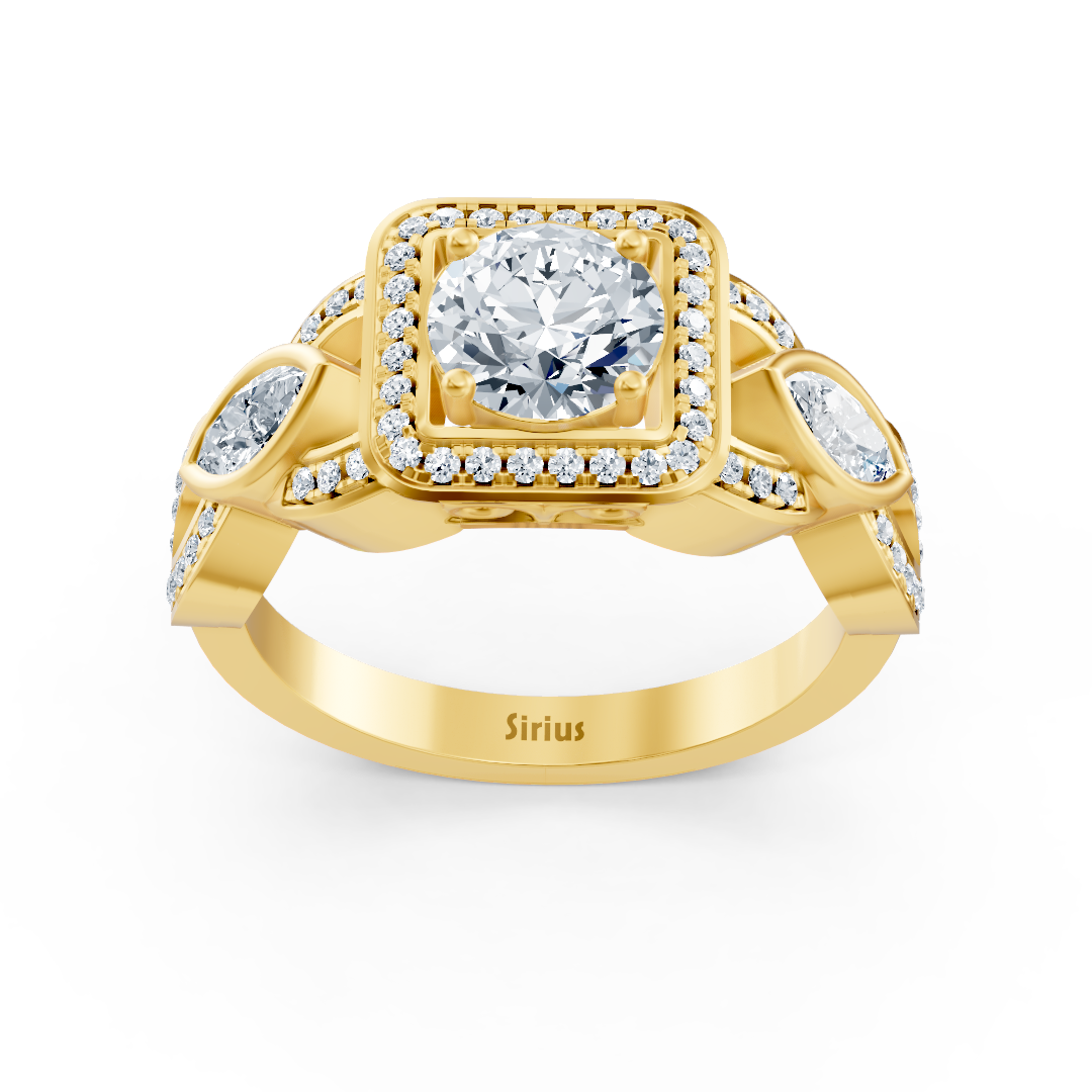Graceful Marquise 14 Karat Gelbgold Diamantring