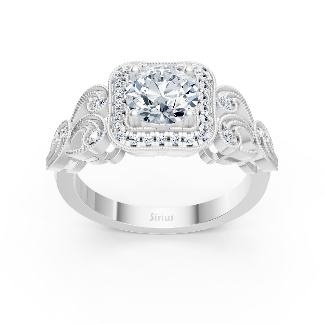 Vintage Romance 14 Karat Weissgold Weisstopas Diamantring