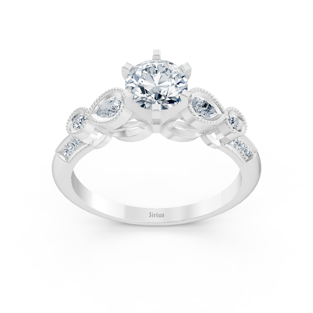 1.01ct Rund Diamant Vintage Verlobungsring in Weißgold