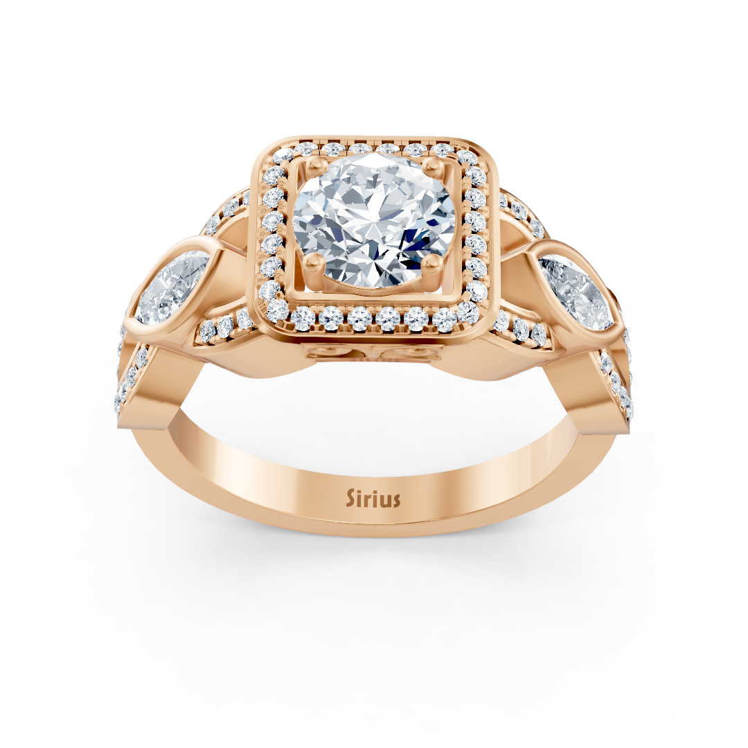 Graceful Marquise 14 Karat Roségold Diamantring