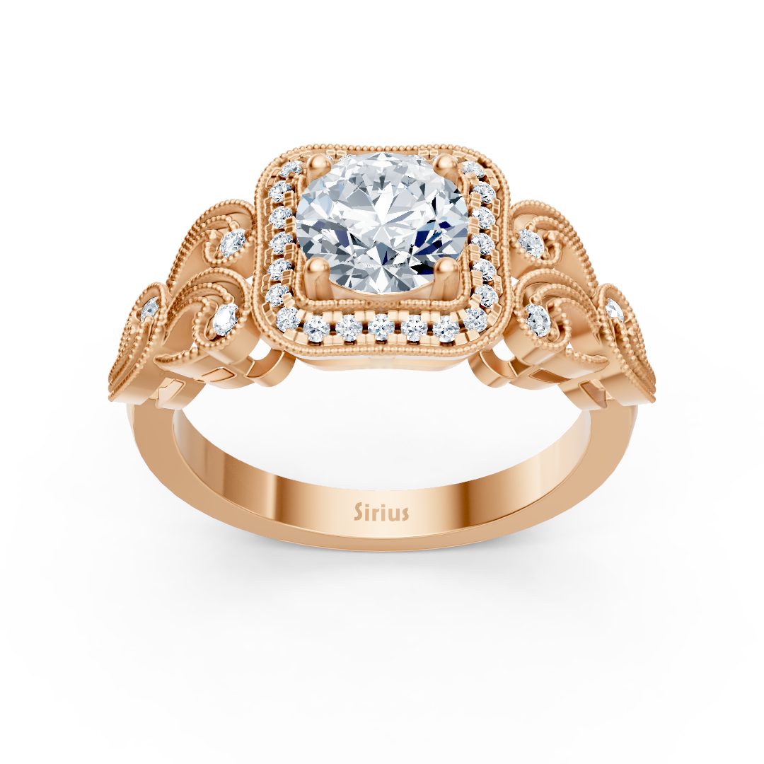 Vintage Romance 14k rose gold diamond ring