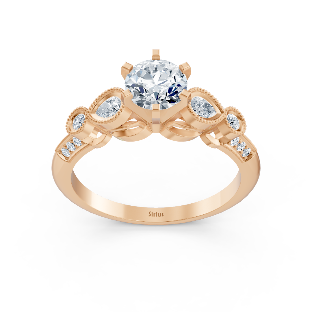 1.01ct Round Diamond Vintage Engagement Ring in Rose Gold