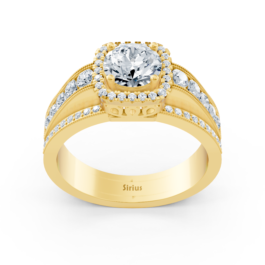 Brilliant Aura 14 Karat Gelbgold Weisstopas Diamantring