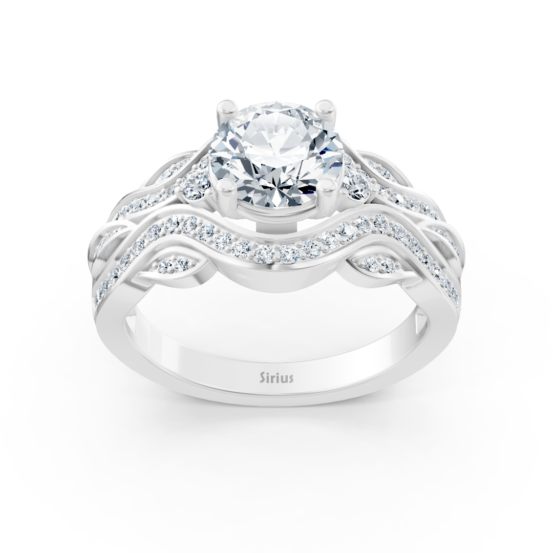 Weißgold Weisstopas Diamant Verlobungsring "Romantische Blätter"