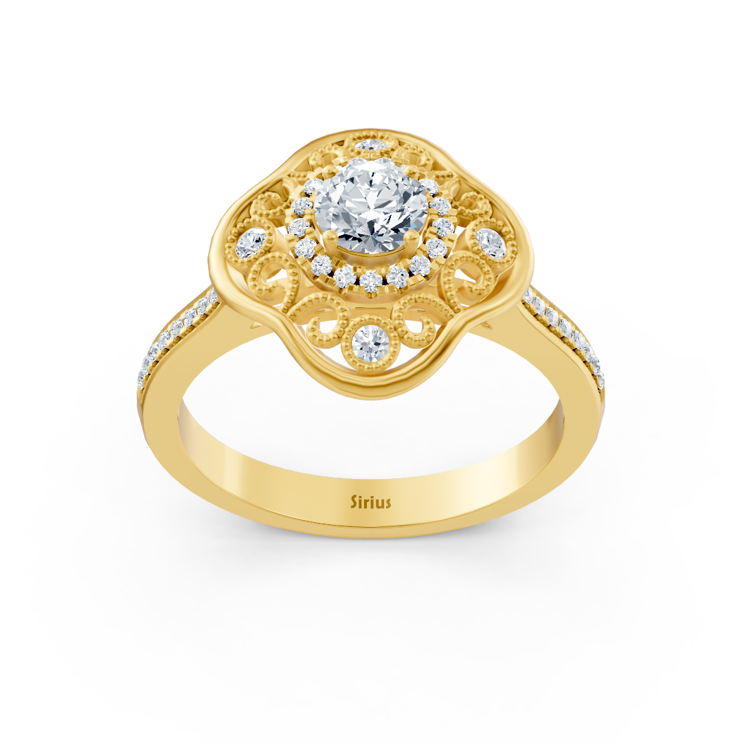 Blooming Brilliance 14k Yellow Gold Flower Diamond Ring
