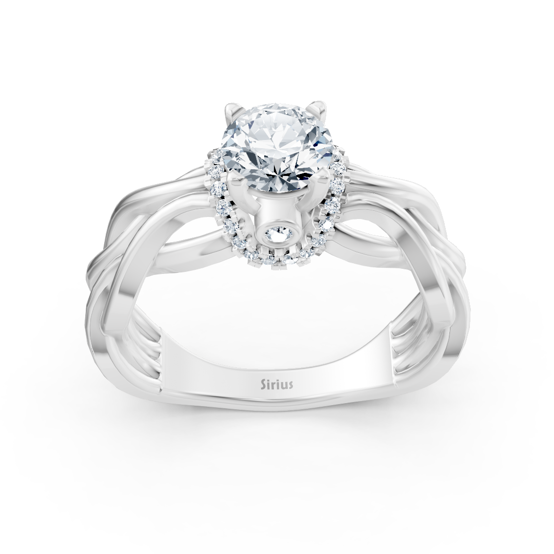Weißgold Diamant Twist Verlobungsring - Solitär Design