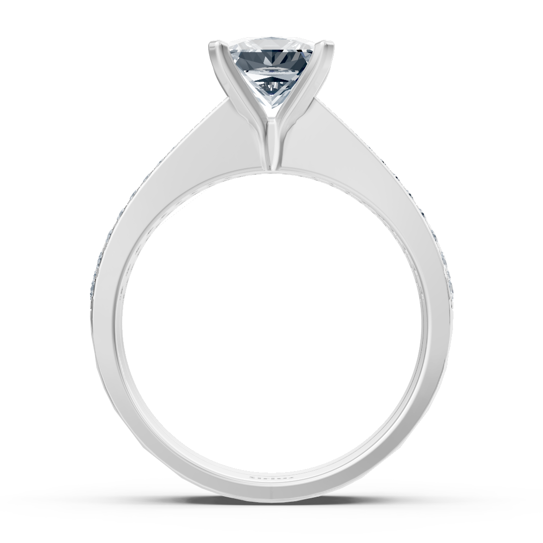 Weißgold Diamant Prinzessschliff Vorsteckring mit Akzenten
