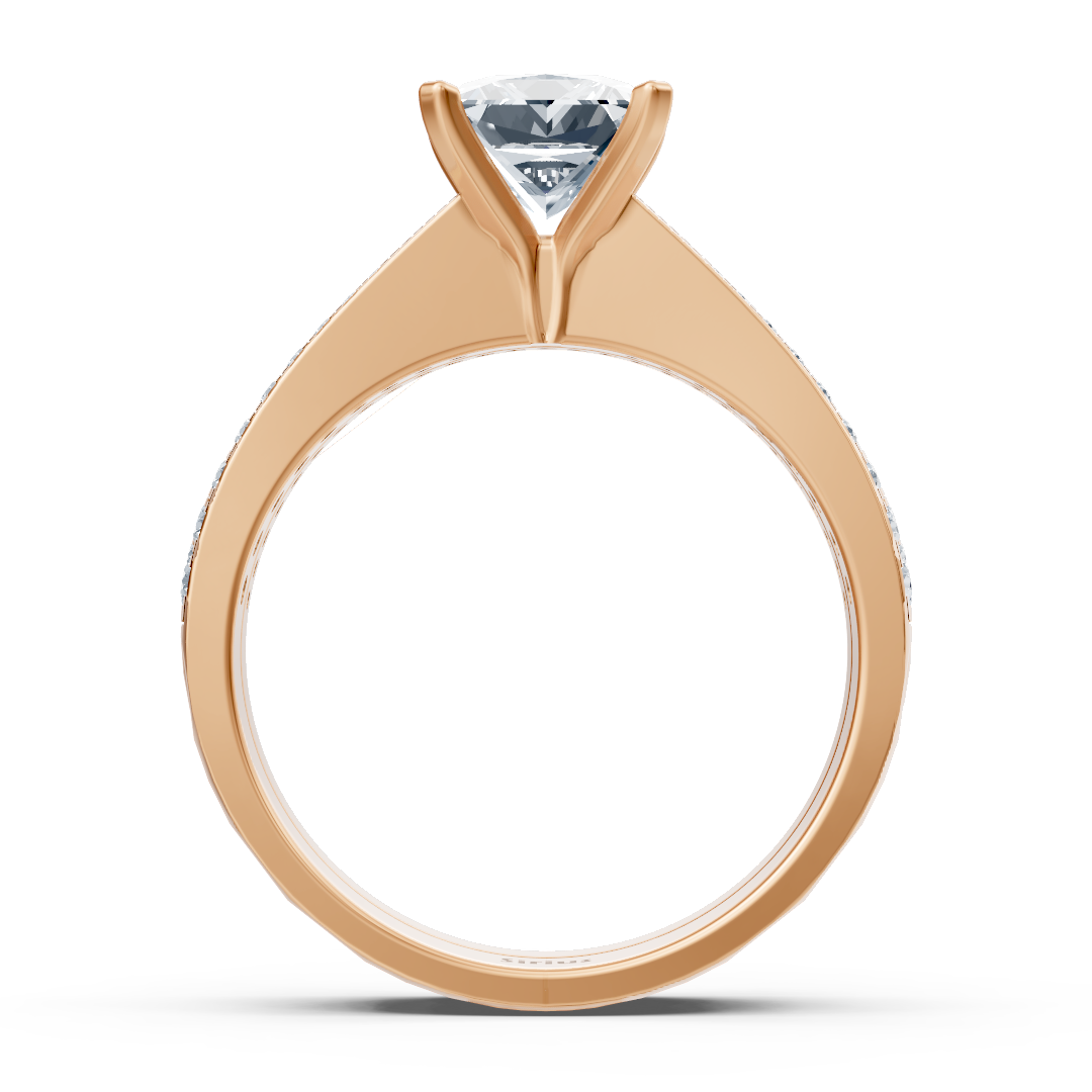 Rose gold diamond princess cut stacking ring with accents