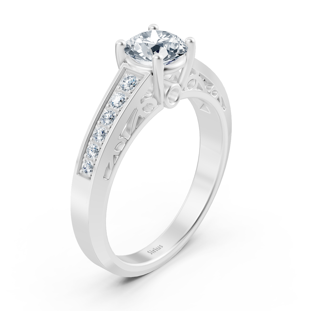 Weißgold Diamant Weisstopas Solitärring mit Akzent Diamanten