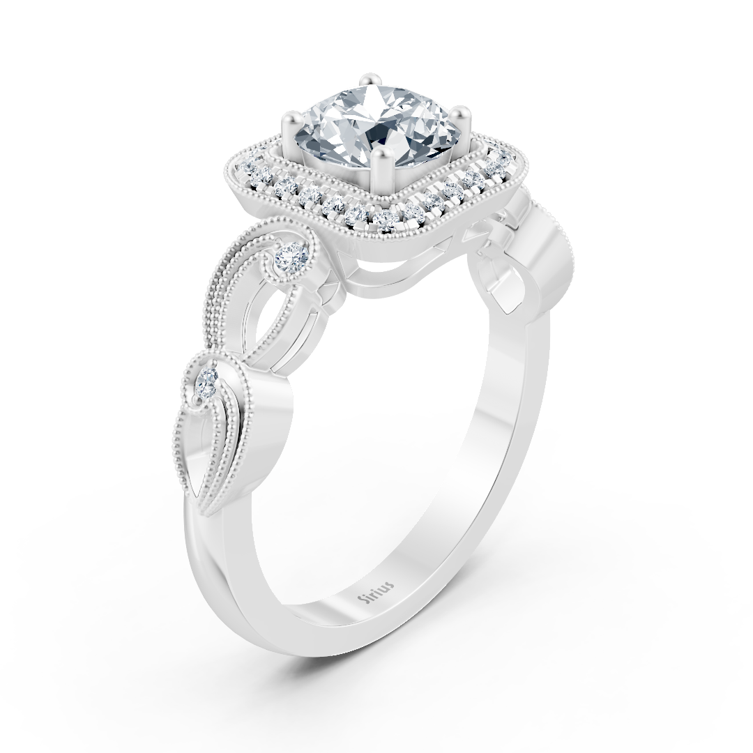 Vintage Elegance 14 Karat Weissgold Weisstopas Diamantring