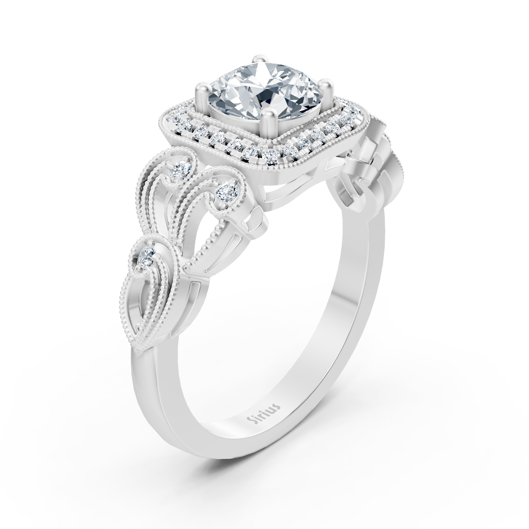 Vintage Romance 14 Karat Weissgold Weisstopas Diamantring
