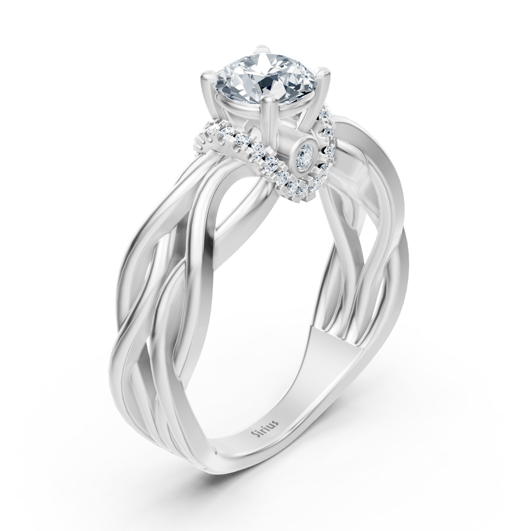 Weißgold Diamant Twist Verlobungsring - Solitär Design