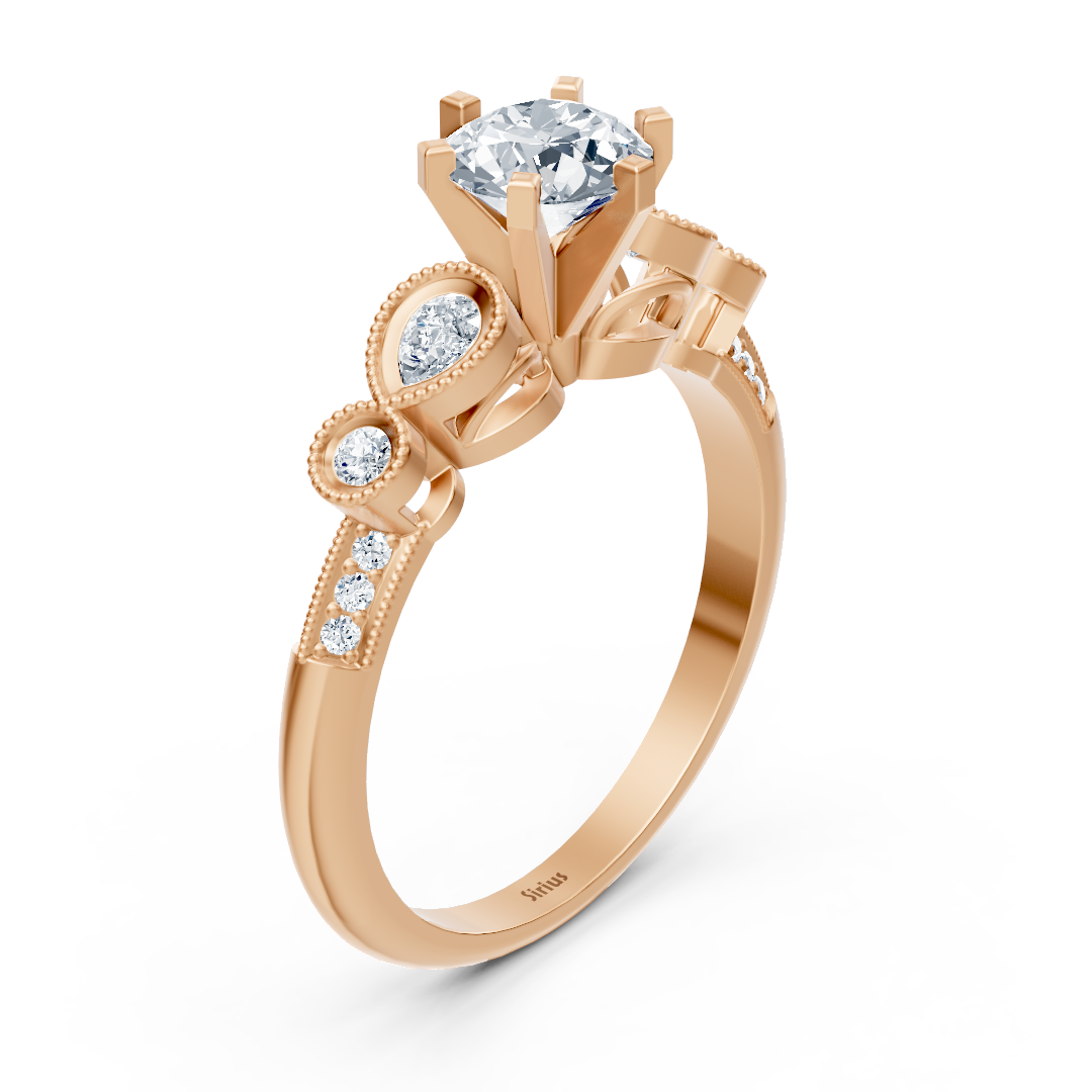 1.01ct Round Diamond Vintage Engagement Ring in Rose Gold