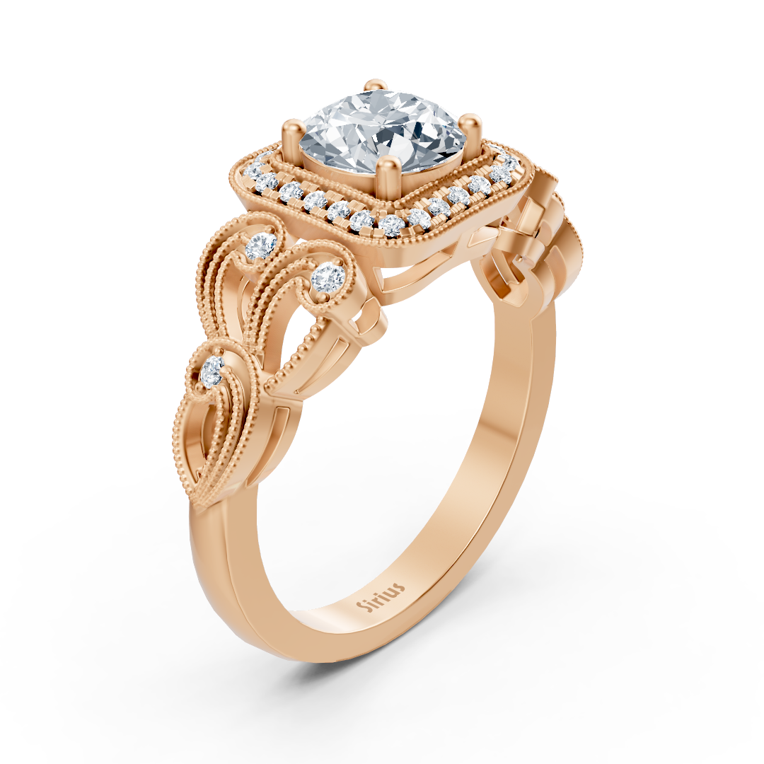 Vintage Romance 14k rose gold diamond ring