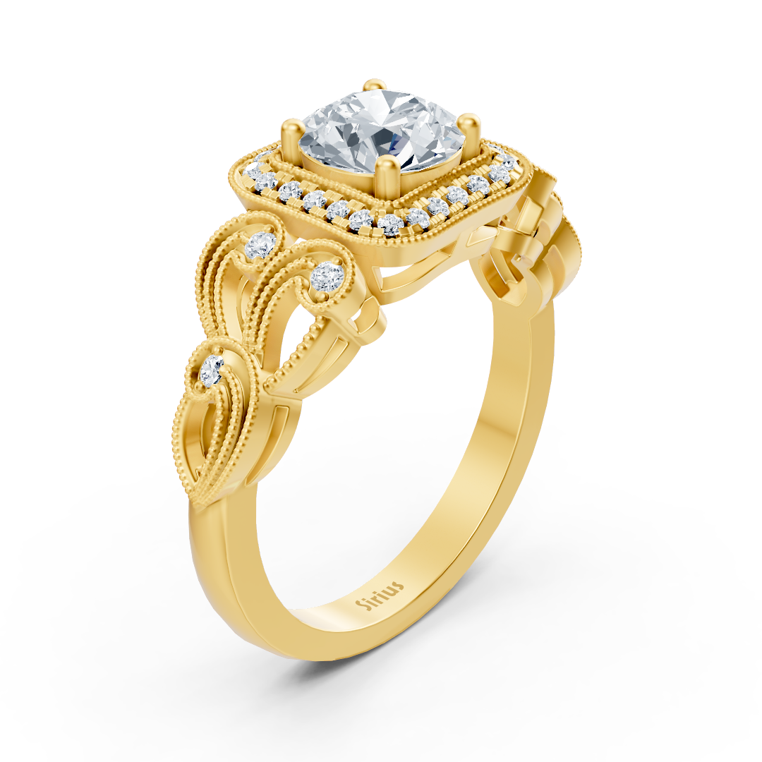Vintage Romance 14k Yellow Gold Diamond Ring