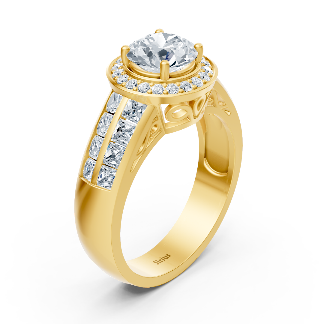 14k yellow gold solitaire diamond engagement ring with accent stones