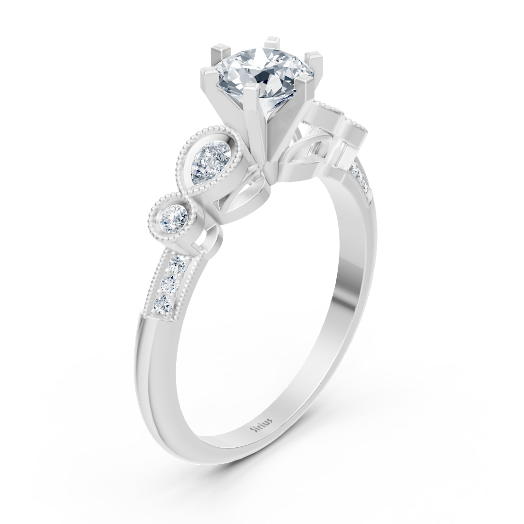 1.01ct Rund Diamant Vintage Verlobungsring in Weißgold