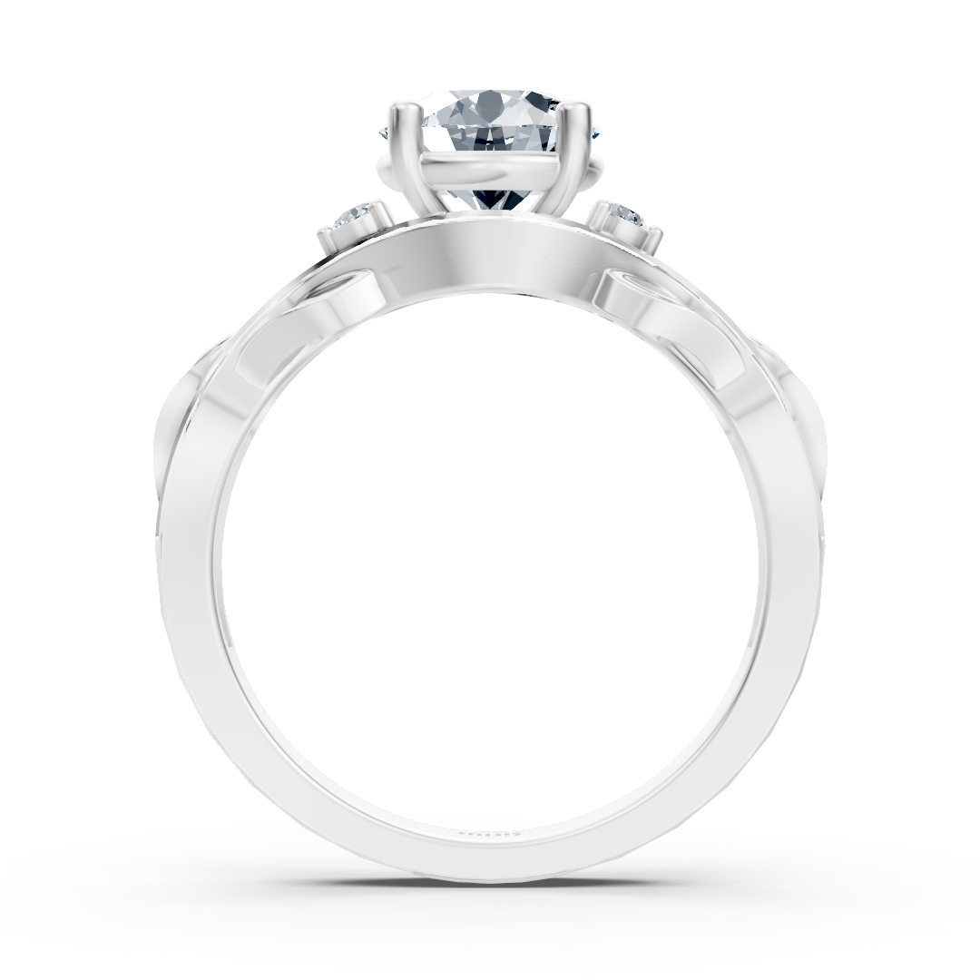Weißgold Weisstopas Diamant Verlobungsring "Romantische Blätter"