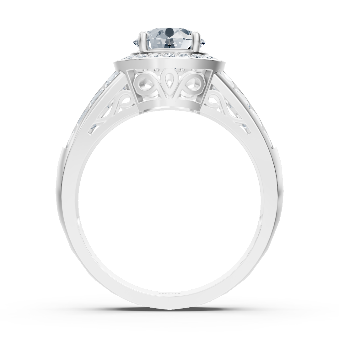 14 Karat Weißgold Solitär Diamant Verlobungsring mit Akzentsteinen