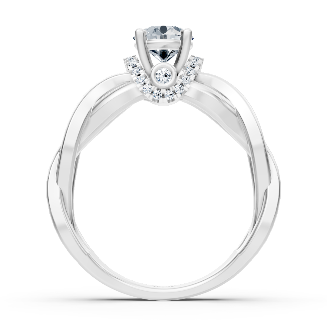 Weißgold Diamant Twist Verlobungsring - Solitär Design