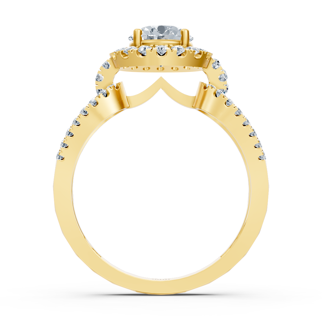 Halo Diamant Verlobungsring aus 14 Karat Gelbgold
