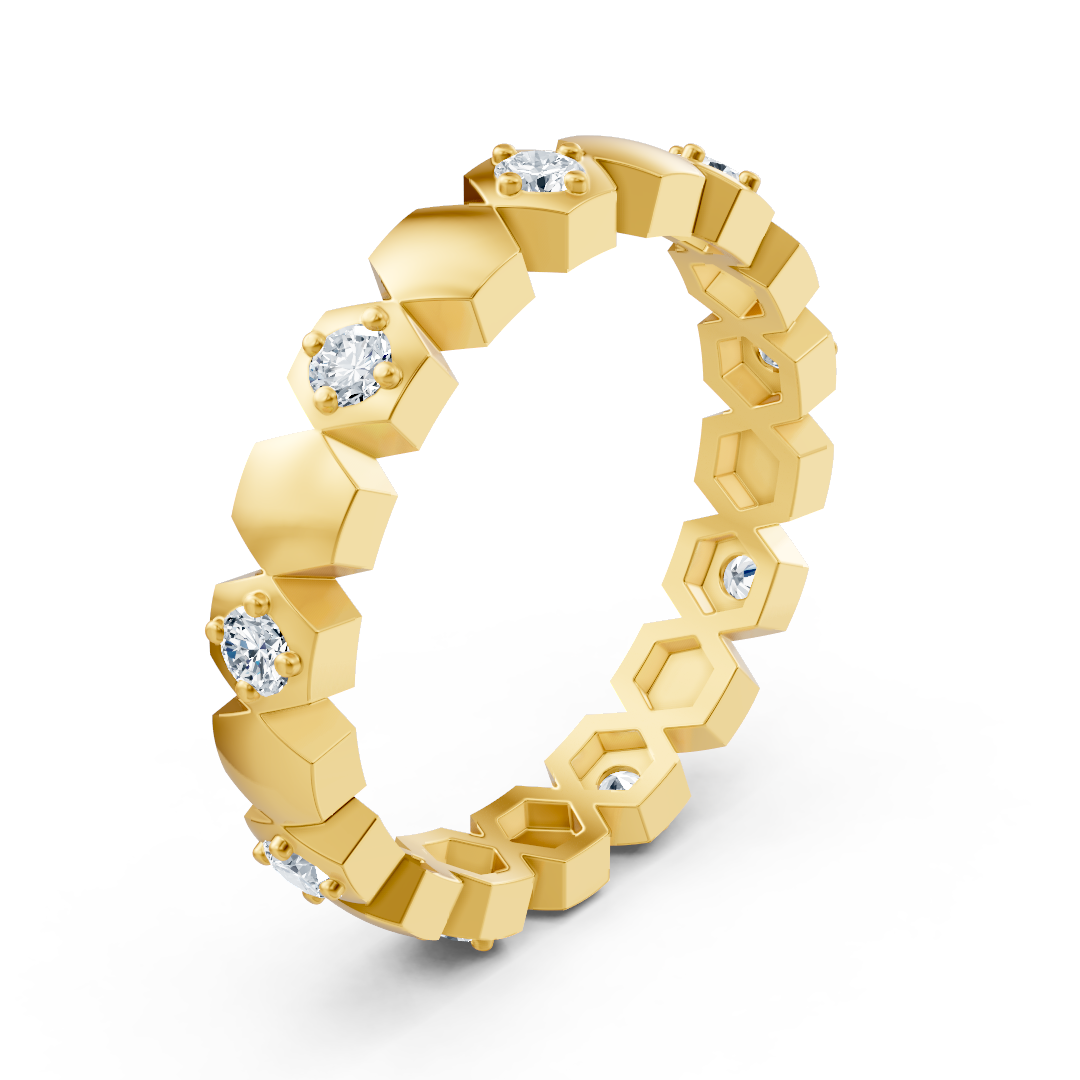 Birgie Diamantring Gelbgold 14K – Hexagon-Design