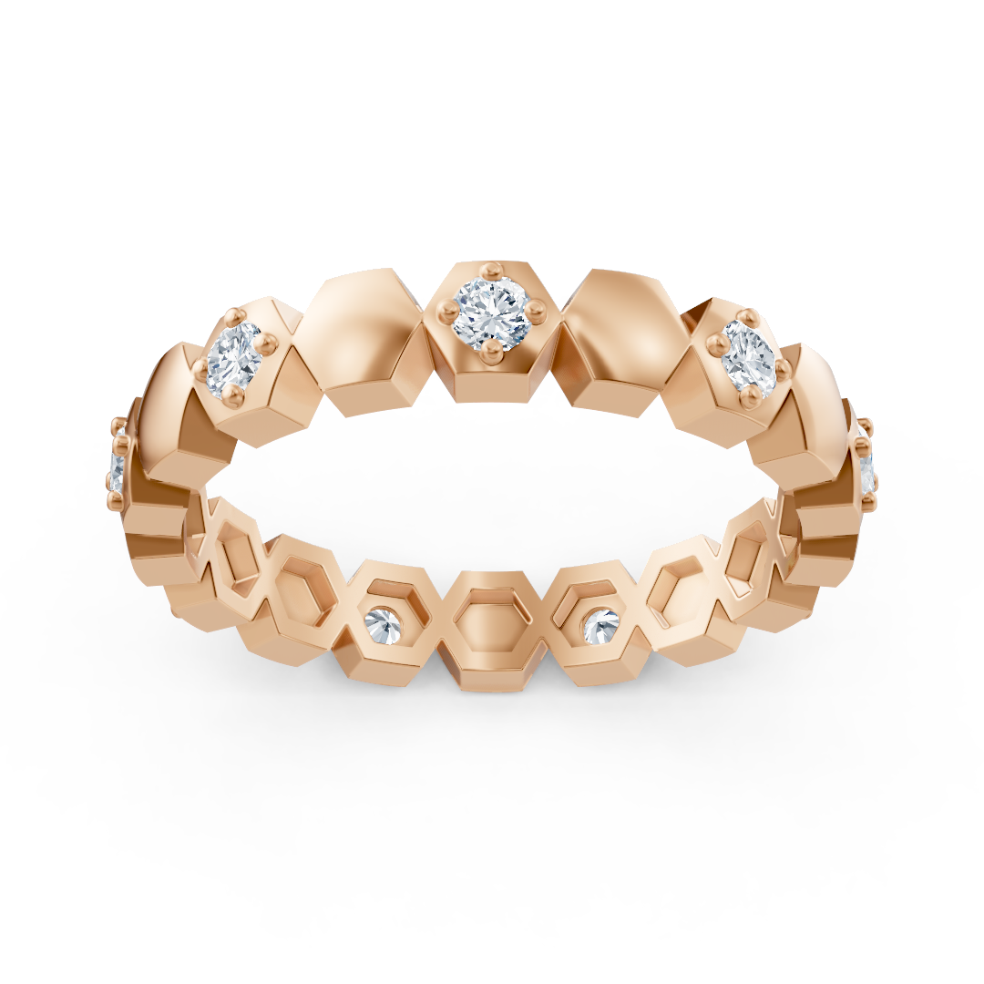 Birgie Diamantring Roségold 14k-Hexagon design