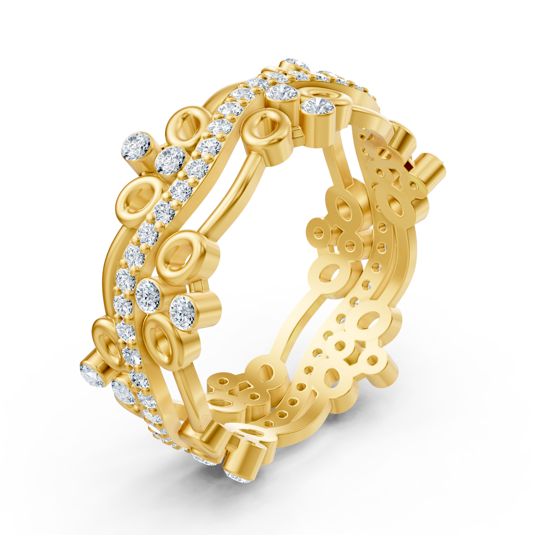 Verspielter Kreis Diamantring - 14K Gelbgold, ca. 0.51 Karat